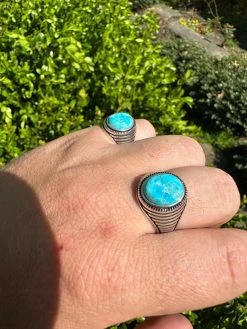 Real Blue Turquoise Gemstone Mens Real Solid 925 Sterling Silver Signet Ring -Harlem Bling Shop harlembling real blue turquoise gemstone mens real solid 925 sterling silver signet ring 41089.1682194977