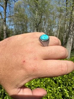 Real Blue Turquoise Gemstone Mens Real Solid 925 Sterling Silver Signet Ring -Harlem Bling Shop harlembling real blue turquoise gemstone mens real solid 925 sterling silver signet ring 50325.1682194905