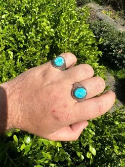Real Blue Turquoise Gemstone Mens Real Solid 925 Sterling Silver Signet Ring -Harlem Bling Shop harlembling real blue turquoise gemstone mens real solid 925 sterling silver signet ring 58384.1682195063