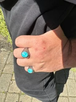 Real Blue Turquoise Gemstone Mens Real Solid 925 Sterling Silver Signet Ring -Harlem Bling Shop harlembling real blue turquoise gemstone mens real solid 925 sterling silver signet ring 63860.1682195022