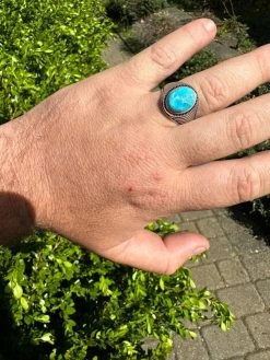 Real Blue Turquoise Gemstone Mens Real Solid 925 Sterling Silver Signet Ring -Harlem Bling Shop harlembling real blue turquoise gemstone mens real solid 925 sterling silver signet ring 67541.1682195175