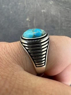 Real Blue Turquoise Gemstone Mens Real Solid 925 Sterling Silver Signet Ring -Harlem Bling Shop harlembling real blue turquoise gemstone mens real solid 925 sterling silver signet ring 74276.1682194956