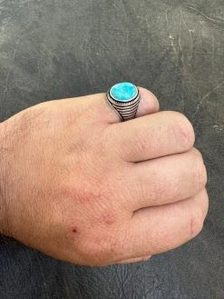 Real Blue Turquoise Gemstone Mens Real Solid 925 Sterling Silver Signet Ring -Harlem Bling Shop harlembling real blue turquoise gemstone mens real solid 925 sterling silver signet ring 82468.1682195004