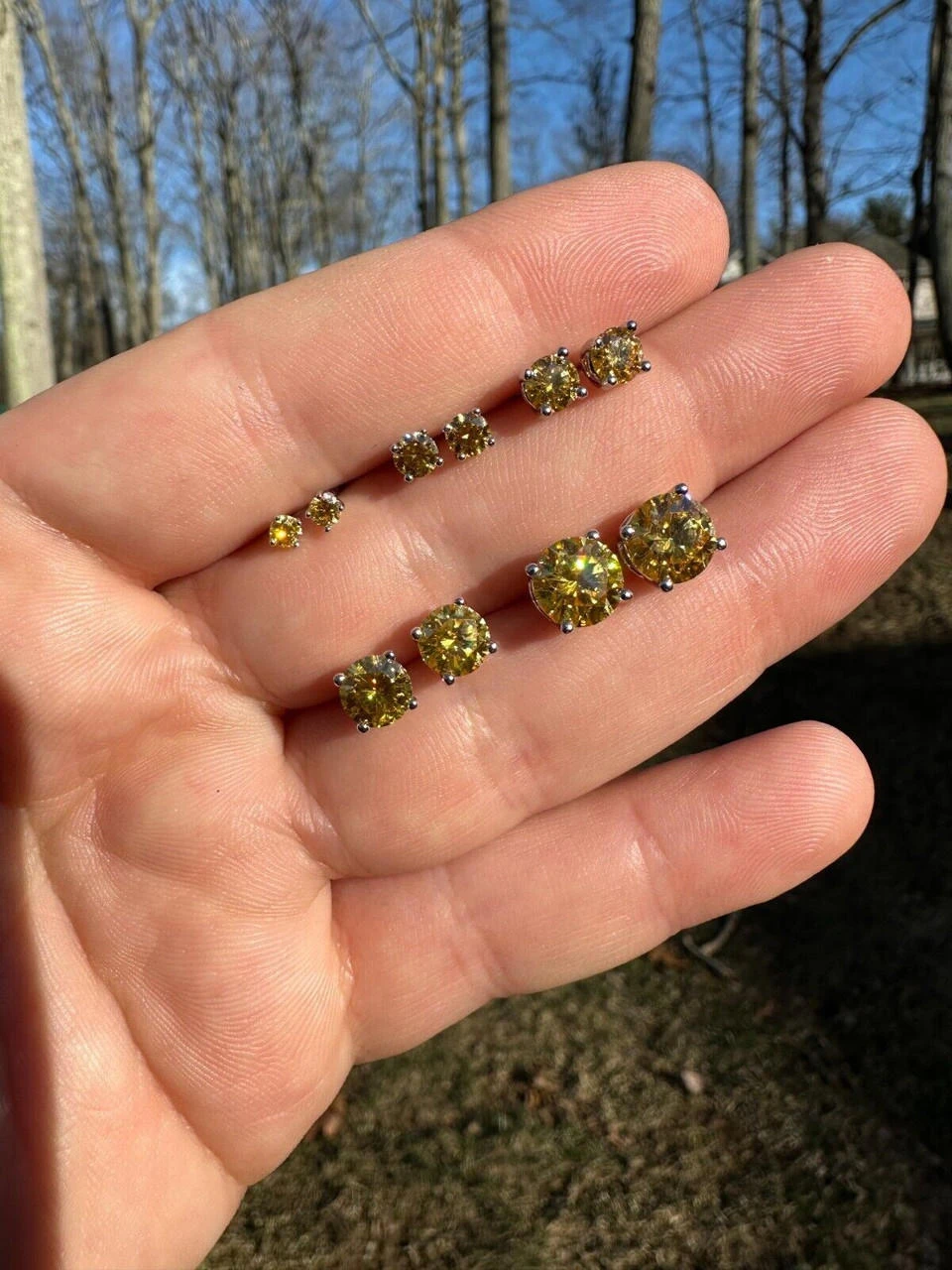 Real Canary Yellow Moissanite Screwback Stud Earrings 925 Silver 3-8mm Pass Test 19 Real Canary Yellow Moissanite Screwback Stud Earrings 925 Silver 3-8mm Pass Test - Image 17