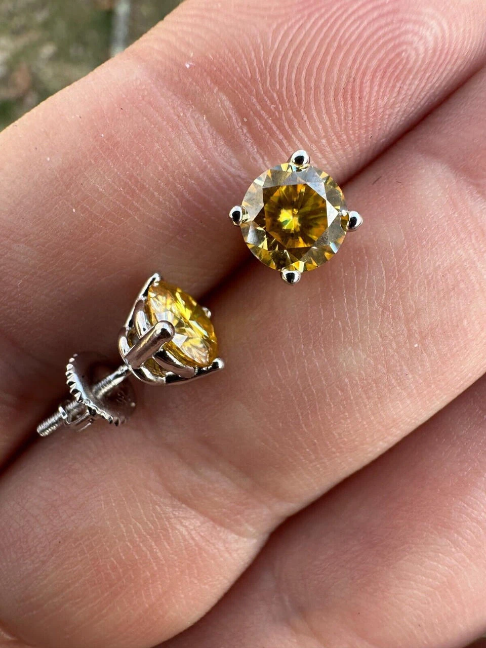 Real Canary Yellow Moissanite Screwback Stud Earrings 925 Silver 3-8mm Pass Test 14 Real Canary Yellow Moissanite Screwback Stud Earrings 925 Silver 3-8mm Pass Test - Image 12