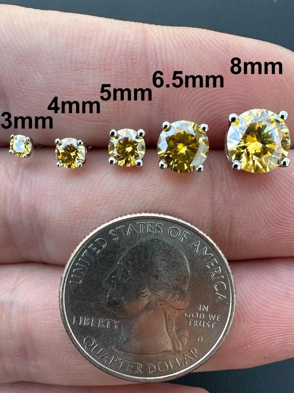 Real Canary Yellow Moissanite Screwback Stud Earrings 925 Silver 3-8mm Pass Test 5 Real Canary Yellow Moissanite Screwback Stud Earrings 925 Silver 3-8mm Pass Test - Image 3