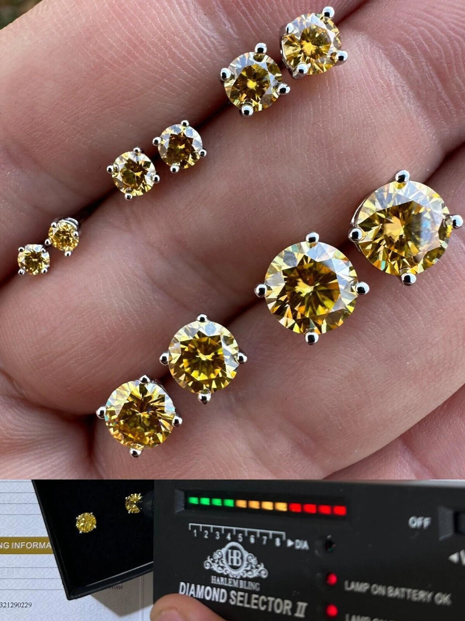 Real Canary Yellow Moissanite Screwback Stud Earrings 925 Silver 3-8mm Pass Test 3 Real Canary Yellow Moissanite Screwback Stud Earrings 925 Silver 3-8mm Pass Test