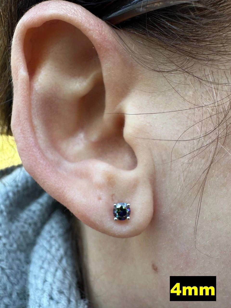 Real Dark Navy Blue Moissanite Screwback Stud Earrings 925 Silver 3-8mm Iced 22 Real Dark Navy Blue Moissanite Screwback Stud Earrings 925 Silver 3-8mm Iced - Image 20