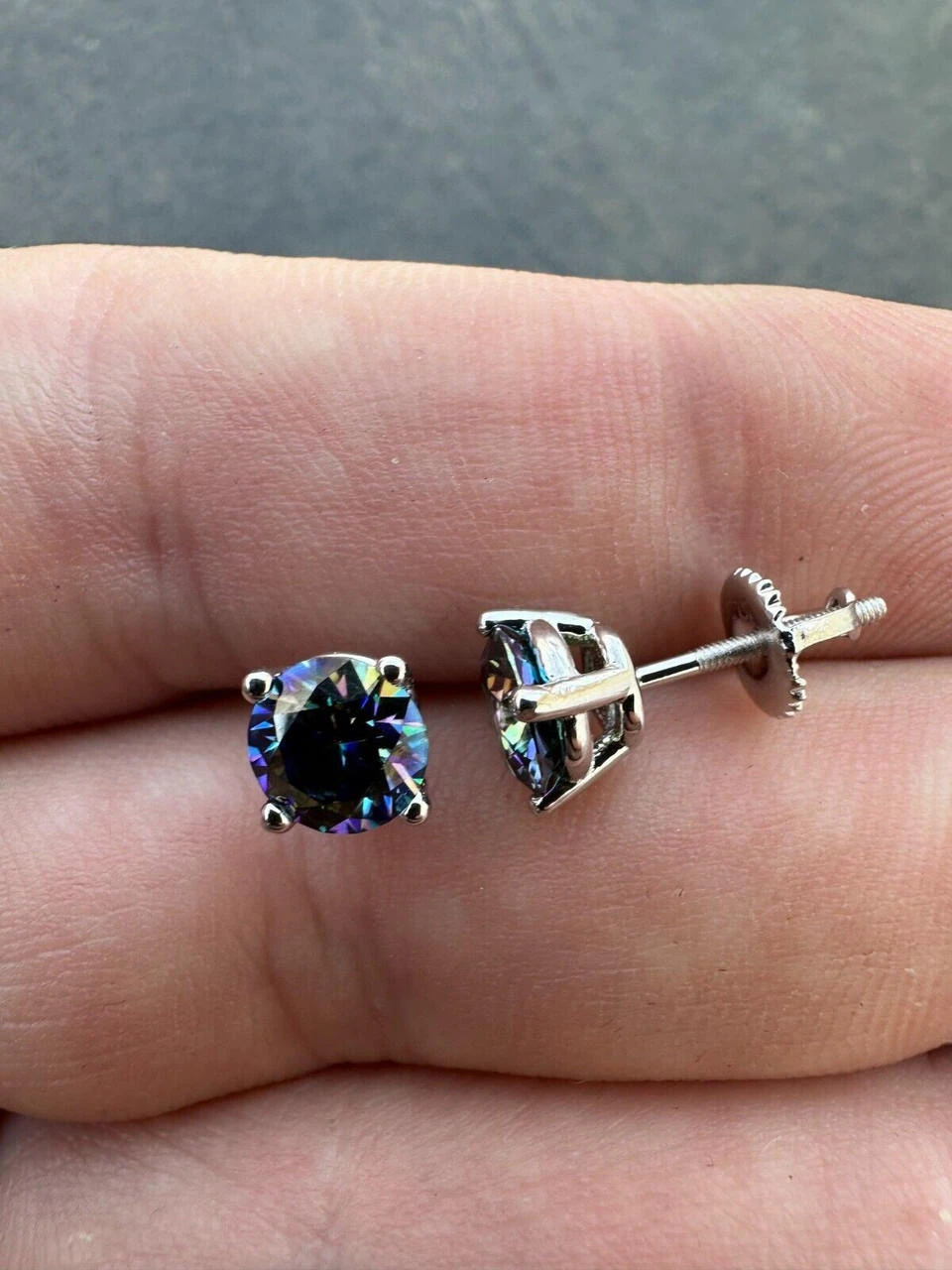 Real Dark Navy Blue Moissanite Screwback Stud Earrings 925 Silver 3-8mm Iced 20 Real Dark Navy Blue Moissanite Screwback Stud Earrings 925 Silver 3-8mm Iced - Image 18
