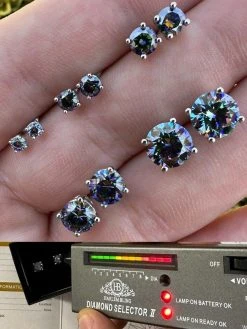 Real Dark Navy Blue Moissanite Screwback Stud Earrings 925 Silver 3-8mm Iced