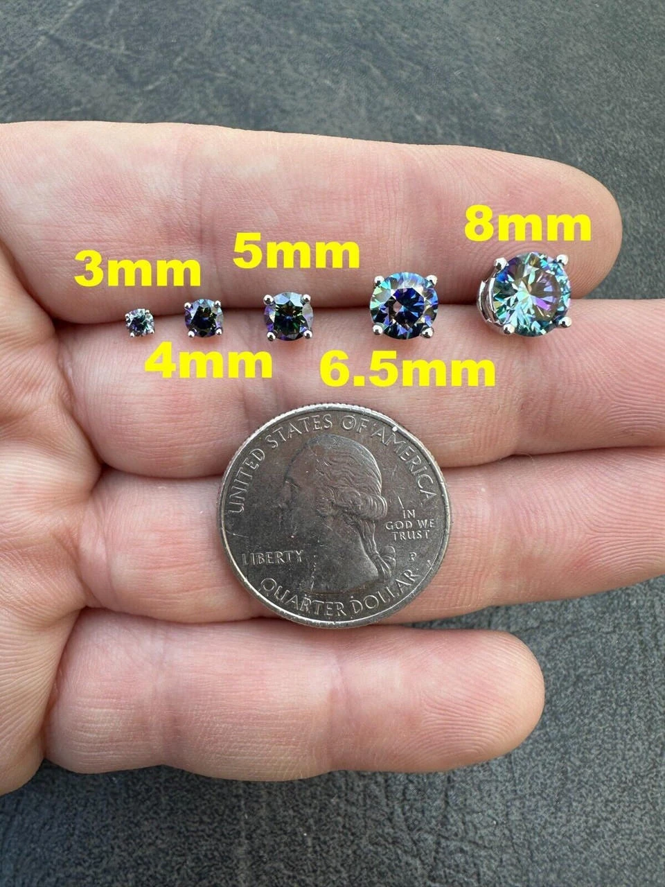 Real Dark Navy Blue Moissanite Screwback Stud Earrings 925 Silver 3-8mm Iced 7 Real Dark Navy Blue Moissanite Screwback Stud Earrings 925 Silver 3-8mm Iced - Image 5