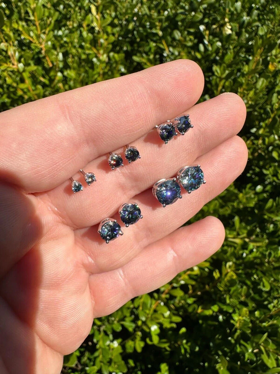 Real Dark Navy Blue Moissanite Screwback Stud Earrings 925 Silver 3-8mm Iced 14 Real Dark Navy Blue Moissanite Screwback Stud Earrings 925 Silver 3-8mm Iced - Image 12