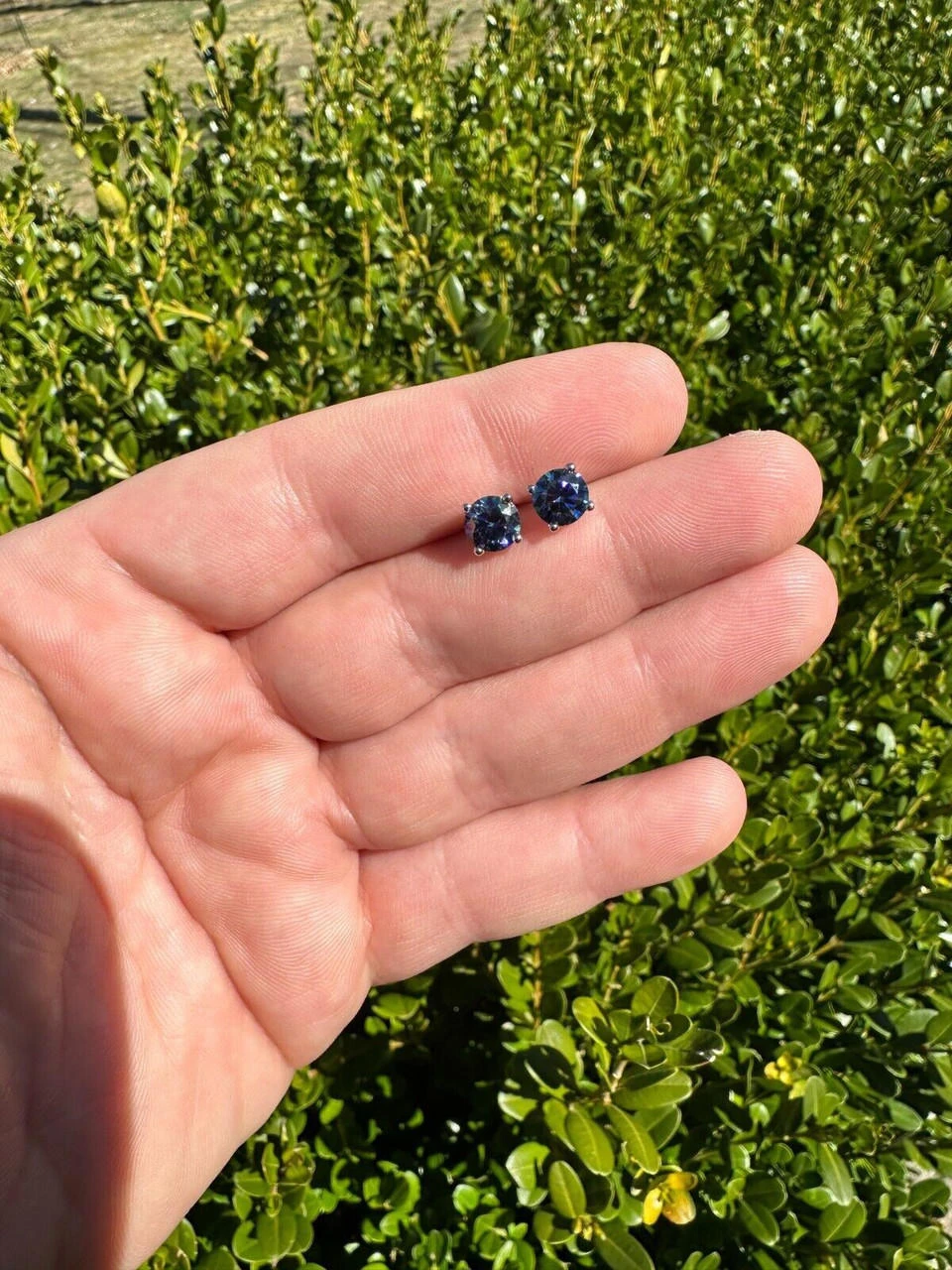 Real Dark Navy Blue Moissanite Screwback Stud Earrings 925 Silver 3-8mm Iced 6 Real Dark Navy Blue Moissanite Screwback Stud Earrings 925 Silver 3-8mm Iced - Image 4