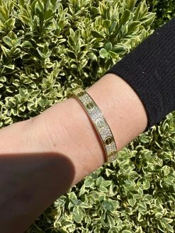 Real Fully Iced MOISSANITE Solid 14k Gold Plated 925 Silver Bangle Bracelet Mens Or Ladies -Harlem Bling Shop harlembling real fully iced moissanite solid 14k gold plated 925 silver bangle bracelet mens or ladies 50401.1682454507