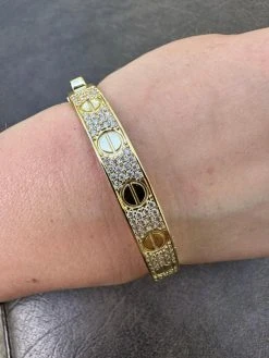 Real Fully Iced MOISSANITE Solid 14k Gold Plated 925 Silver Bangle Bracelet Mens Or Ladies -Harlem Bling Shop harlembling real fully iced moissanite solid 14k gold plated 925 silver bangle bracelet mens or ladies 71203.1682454577