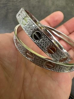 Real Fully Iced MOISSANITE Solid 925 Silver Bangle Bracelet Mens 3 Sizes Mens Ladies -Harlem Bling Shop harlembling real fully iced moissanite solid 925 silver bangle bracelet mens 3 sizes mens ladies 15927.1682454517