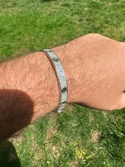 Real Fully Iced MOISSANITE Solid 925 Silver Bangle Bracelet Mens 3 Sizes Mens Ladies -Harlem Bling Shop harlembling real fully iced moissanite solid 925 silver bangle bracelet mens 3 sizes mens ladies 23631.1682454547