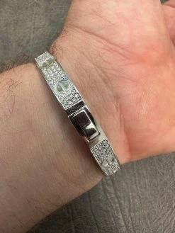 Real Fully Iced MOISSANITE Solid 925 Silver Bangle Bracelet Mens 3 Sizes Mens Ladies -Harlem Bling Shop harlembling real fully iced moissanite solid 925 silver bangle bracelet mens 3 sizes mens ladies 29778.1682454493