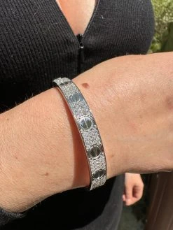 Real Fully Iced MOISSANITE Solid 925 Silver Bangle Bracelet Mens 3 Sizes Mens Ladies -Harlem Bling Shop harlembling real fully iced moissanite solid 925 silver bangle bracelet mens 3 sizes mens ladies 74769.1682454541