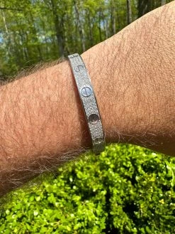 Real Fully Iced MOISSANITE Solid 925 Silver Bangle Bracelet Mens 3 Sizes Mens Ladies -Harlem Bling Shop harlembling real fully iced moissanite solid 925 silver bangle bracelet mens 3 sizes mens ladies 87466.1682454498