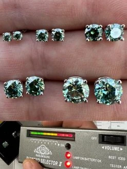 Real Green Moissanite Screwback Stud Earrings 925 Silver 3-8mm Iced Pass Tester