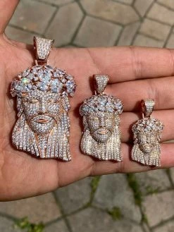Real Hip Hop 14k Rose Gold Over 925 Sterling Silver Jesus Piece CZ Pendant Iced 16 Real Hip Hop 14k Rose Gold Over 925 Sterling Silver Jesus Piece CZ Pendant Iced -Harlem Bling Shop harlembling real hip hop 14k rose gold over 925 sterling silver jesus piece cz pendant iced 37416.1664395629