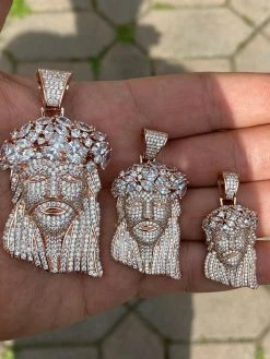 Real Hip Hop 14k Rose Gold Over 925 Sterling Silver Jesus Piece CZ Pendant Iced 19 Real Hip Hop 14k Rose Gold Over 925 Sterling Silver Jesus Piece CZ Pendant Iced -Harlem Bling Shop harlembling real hip hop 14k rose gold over 925 sterling silver jesus piece cz pendant iced 62008.1665669903