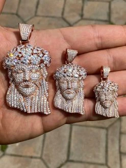 Real Hip Hop 14k Rose Gold Over 925 Sterling Silver Jesus Piece CZ Pendant Iced 26 Real Hip Hop 14k Rose Gold Over 925 Sterling Silver Jesus Piece CZ Pendant Iced -Harlem Bling Shop harlembling real hip hop 14k rose gold over 925 sterling silver jesus piece cz pendant iced 89724.1664389008