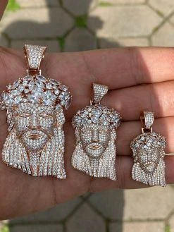 Real Hip Hop 14k Rose Gold Over 925 Sterling Silver Jesus Piece CZ Pendant Iced 18 Real Hip Hop 14k Rose Gold Over 925 Sterling Silver Jesus Piece CZ Pendant Iced -Harlem Bling Shop harlembling real hip hop 14k rose gold over 925 sterling silver jesus piece cz pendant iced 95175.1664382092