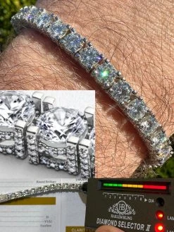 REAL Hip Hop Iced 5mm MOISSANITE Tennis Bracelet Reinvented 925 Silver - Stones On All Side