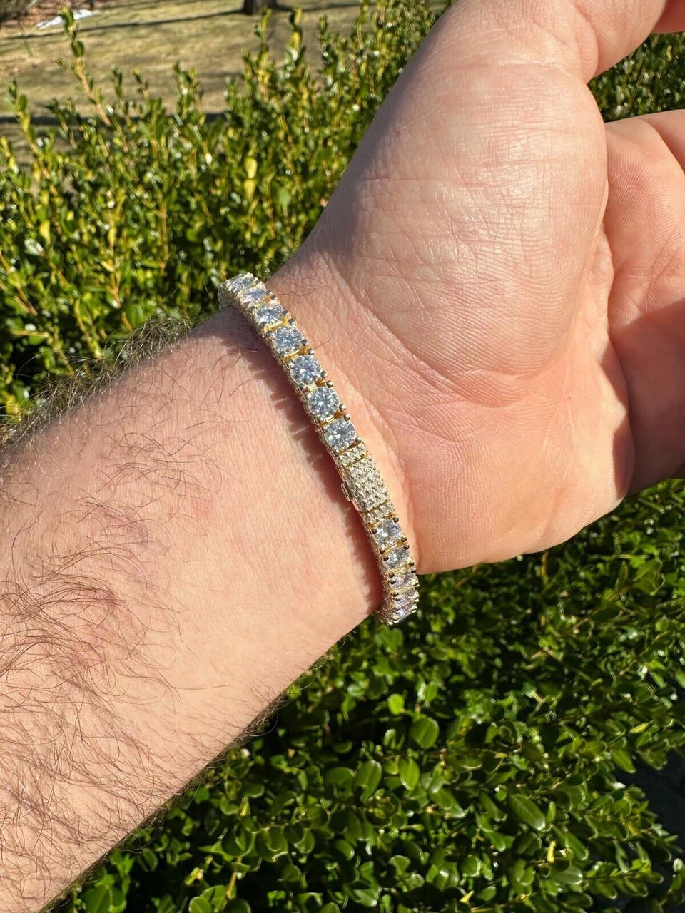 Real Iced 5mm MOISSANITE Tennis Bracelet 14k Gold Over 925 - Stones On All Sides 6 Real Iced 5mm MOISSANITE Tennis Bracelet 14k Gold Over 925 - Stones On All Sides - Image 4