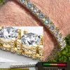Real Iced 5mm MOISSANITE Tennis Bracelet 14k Gold Over 925 - Stones On All Sides