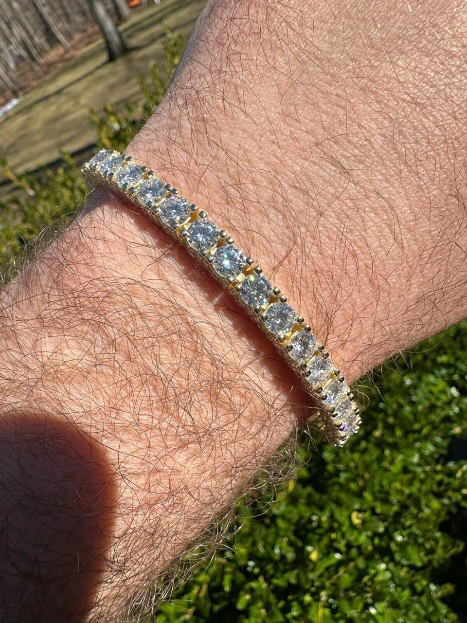Real Iced 5mm MOISSANITE Tennis Bracelet 14k Gold Over 925 - Stones On All Sides 17 Real Iced 5mm MOISSANITE Tennis Bracelet 14k Gold Over 925 - Stones On All Sides - Image 15