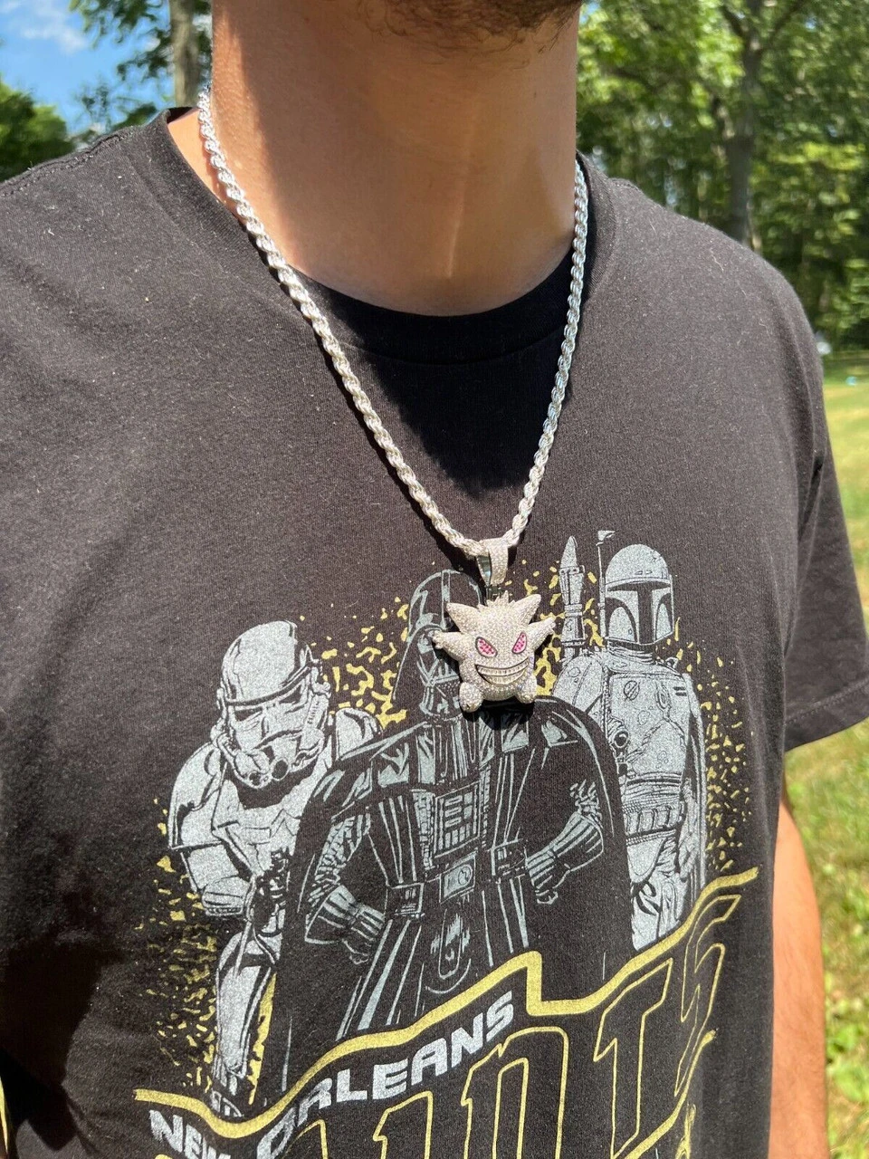 Real Iced CZ Hip Hop 925 Sterling Silver Gengar Pokemon Pendant Necklace Mens 7 Real Iced CZ Hip Hop 925 Sterling Silver Gengar Pokemon Pendant Necklace Mens - Image 5