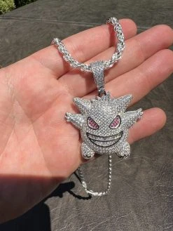 Real Iced CZ Hip Hop 925 Sterling Silver Gengar Pokemon Pendant Necklace Mens 24 Real Iced CZ Hip Hop 925 Sterling Silver Gengar Pokemon Pendant Necklace Mens -Harlem Bling Shop harlembling real iced cz hip hop 925 sterling silver gengar pokemon pendant necklace mens 98764.1664301419