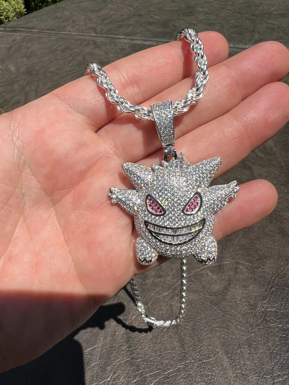 Real Iced CZ Hip Hop 925 Sterling Silver Gengar Pokemon Pendant Necklace Mens 13 Real Iced CZ Hip Hop 925 Sterling Silver Gengar Pokemon Pendant Necklace Mens - Image 11