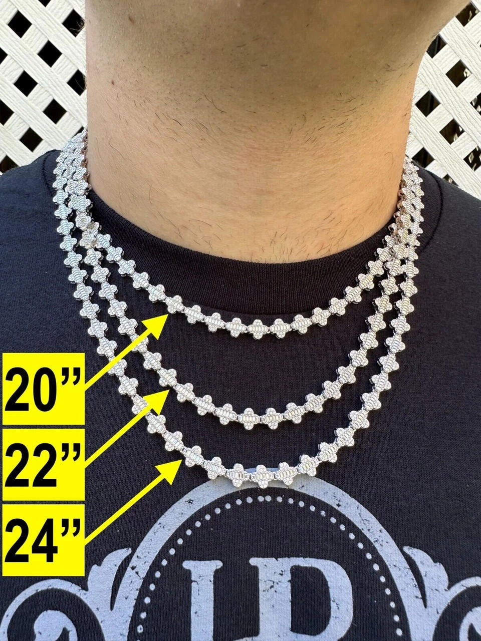 Real Iced MOISSANITE Baguette Clover Tennis Chain Necklace - VVS D Color 8mm 12 Real Iced MOISSANITE Baguette Clover Tennis Chain Necklace - VVS D Color 8mm - Image 10