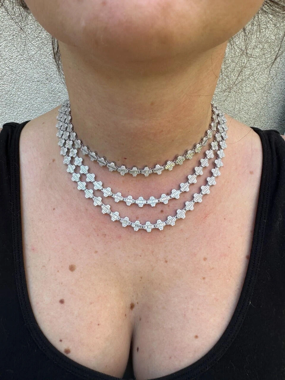 Real Iced MOISSANITE Baguette Clover Tennis Chain Necklace - VVS D Color 8mm 11 Real Iced MOISSANITE Baguette Clover Tennis Chain Necklace - VVS D Color 8mm - Image 9