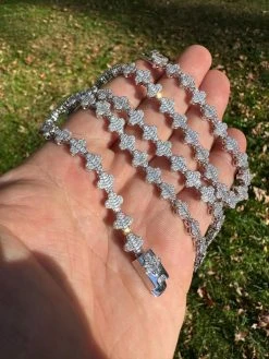 Real Iced MOISSANITE Baguette Clover Tennis Chain Necklace - VVS D Color 8mm 25 Real Iced MOISSANITE Baguette Clover Tennis Chain Necklace - VVS D Color 8mm -Harlem Bling Shop harlembling real iced moissanite baguette clover tennis chain necklace vvs d color 8mm 35688.1698377298