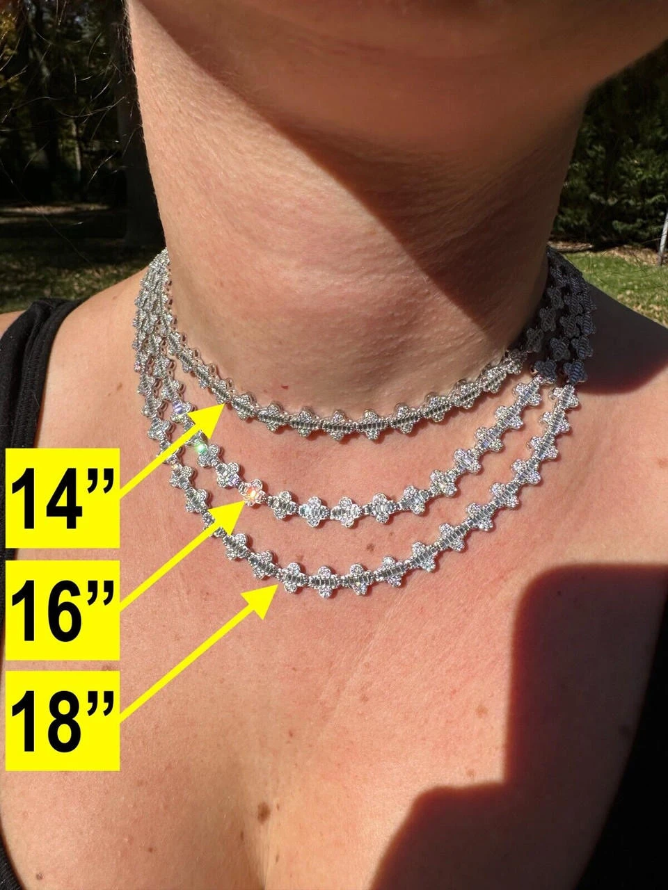 Real Iced MOISSANITE Baguette Clover Tennis Chain Necklace - VVS D Color 8mm 13 Real Iced MOISSANITE Baguette Clover Tennis Chain Necklace - VVS D Color 8mm - Image 11