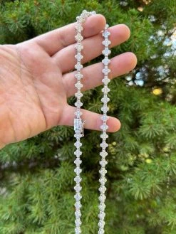 Real Iced MOISSANITE Baguette Clover Tennis Chain Necklace - VVS D Color 8mm 39 Real Iced MOISSANITE Baguette Clover Tennis Chain Necklace - VVS D Color 8mm -Harlem Bling Shop harlembling real iced moissanite baguette clover tennis chain necklace vvs d color 8mm 69256.1698377280