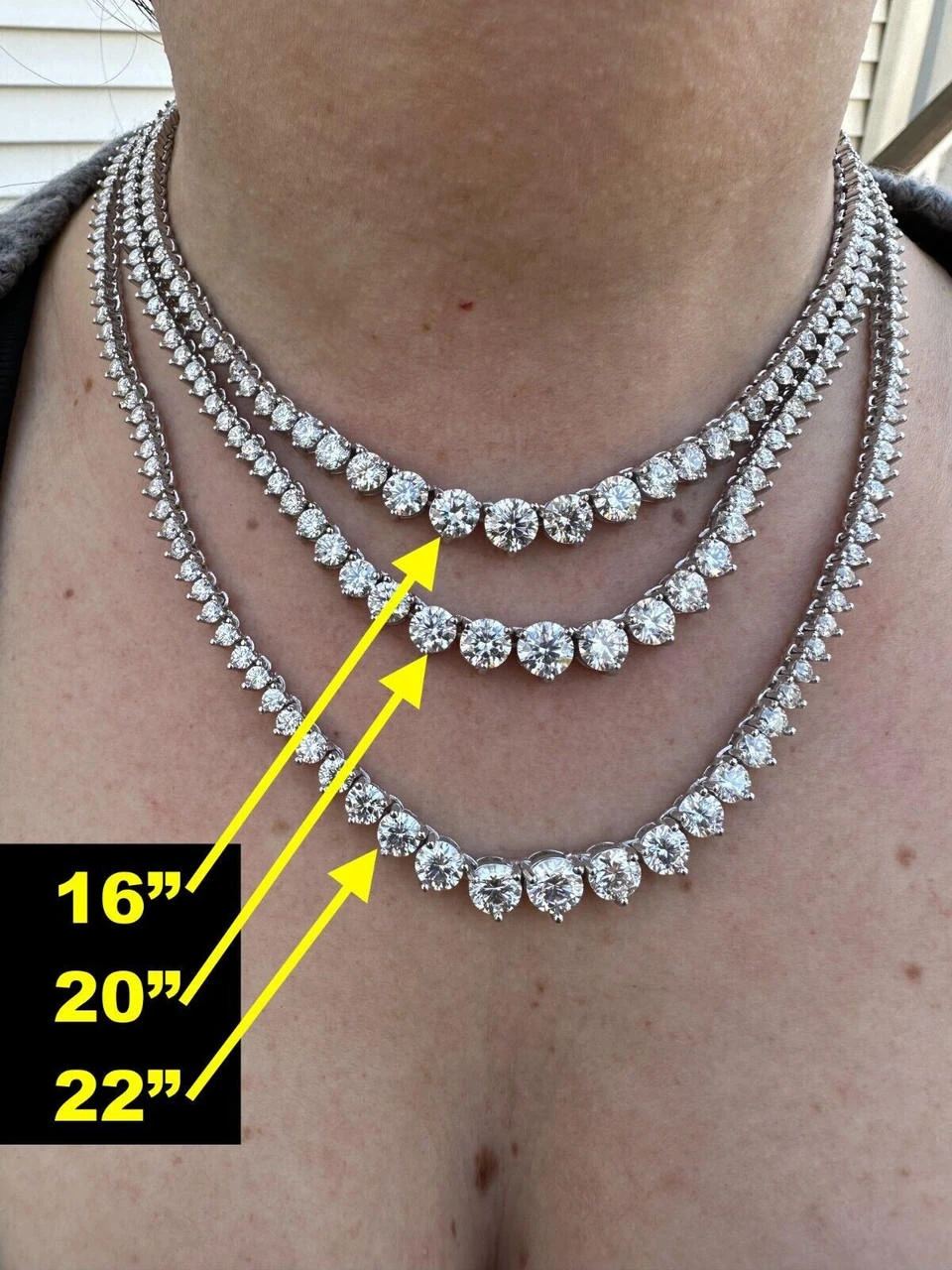 Real Iced MOISSANITE Riviera 3-7mm Graduated Tennis Chain Necklace - VVS D Color 7 Real Iced MOISSANITE Riviera 3-7mm Graduated Tennis Chain Necklace - VVS D Color - Image 5