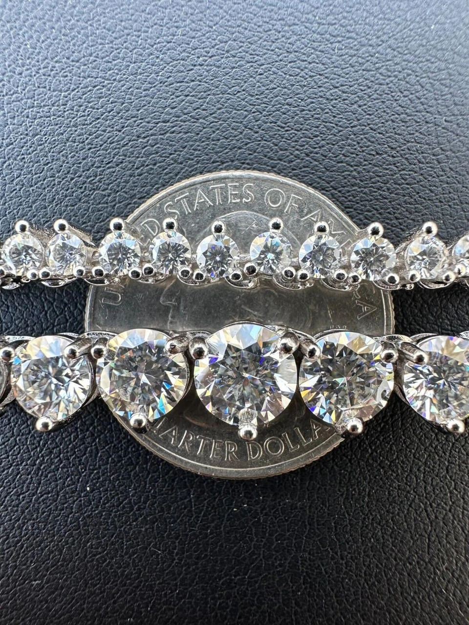 Real Iced MOISSANITE Riviera 3-7mm Graduated Tennis Chain Necklace - VVS D Color 11 Real Iced MOISSANITE Riviera 3-7mm Graduated Tennis Chain Necklace - VVS D Color - Image 9