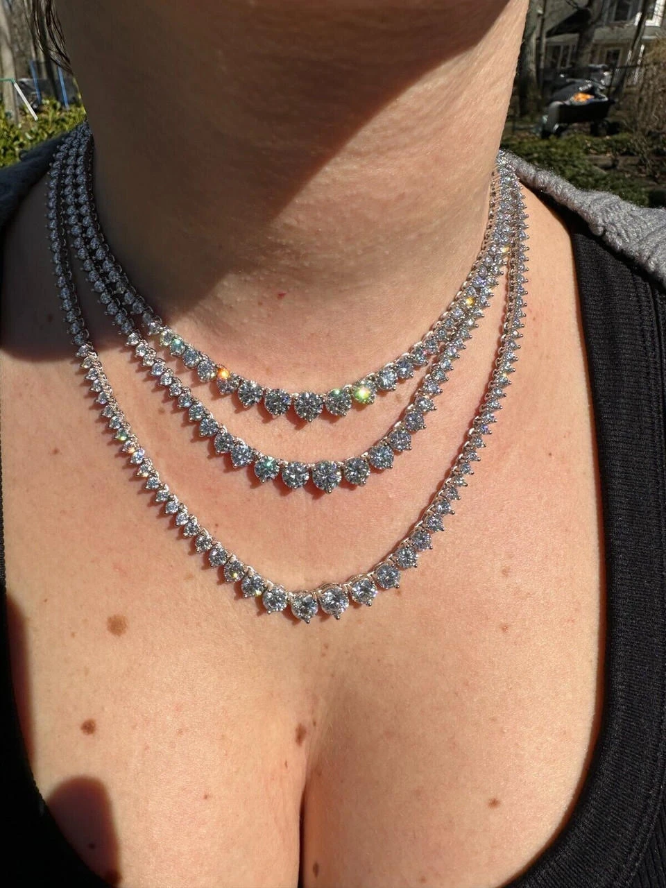 Real Iced MOISSANITE Riviera 3-7mm Graduated Tennis Chain Necklace - VVS D Color 22 Real Iced MOISSANITE Riviera 3-7mm Graduated Tennis Chain Necklace - VVS D Color - Image 20