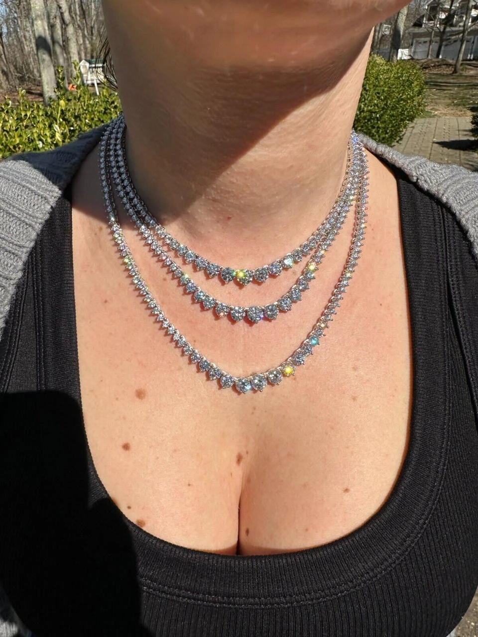 Real Iced MOISSANITE Riviera 3-7mm Graduated Tennis Chain Necklace - VVS D Color 4 Real Iced MOISSANITE Riviera 3-7mm Graduated Tennis Chain Necklace - VVS D Color - Image 2