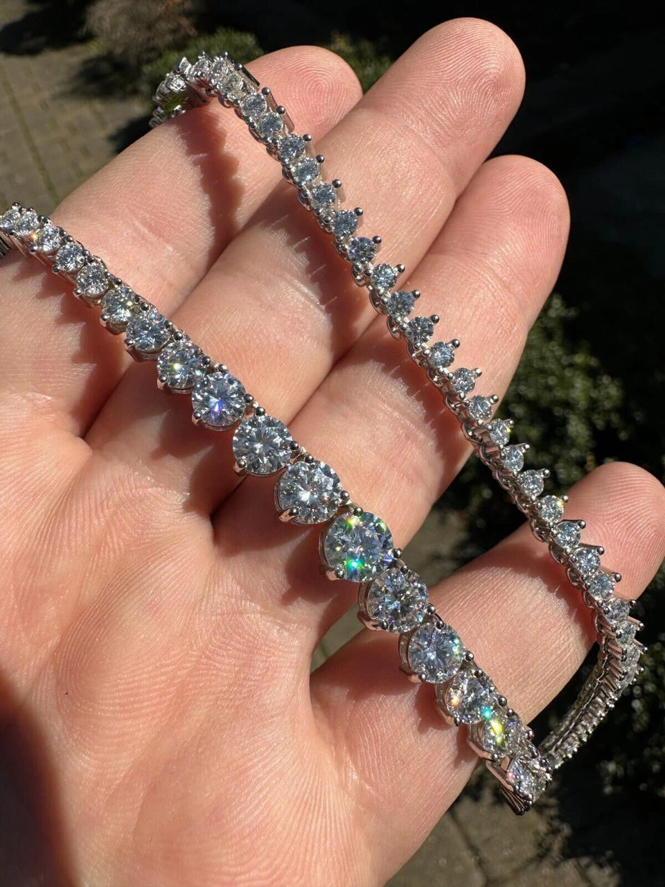 Real Iced MOISSANITE Riviera 3-7mm Graduated Tennis Chain Necklace - VVS D Color 6 Real Iced MOISSANITE Riviera 3-7mm Graduated Tennis Chain Necklace - VVS D Color - Image 4