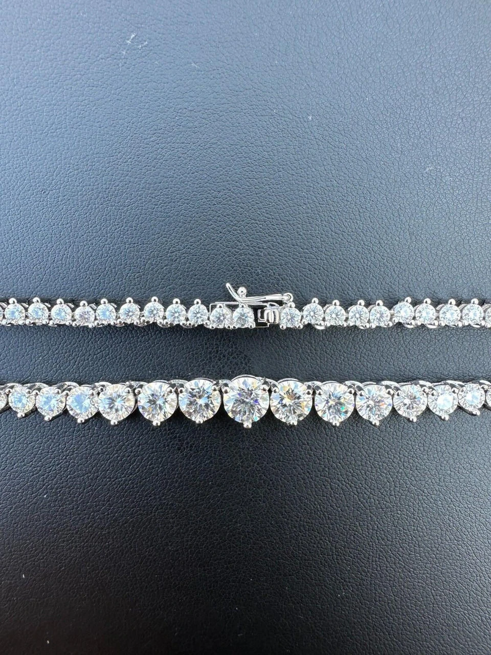 Real Iced MOISSANITE Riviera 3-7mm Graduated Tennis Chain Necklace - VVS D Color 9 Real Iced MOISSANITE Riviera 3-7mm Graduated Tennis Chain Necklace - VVS D Color - Image 7