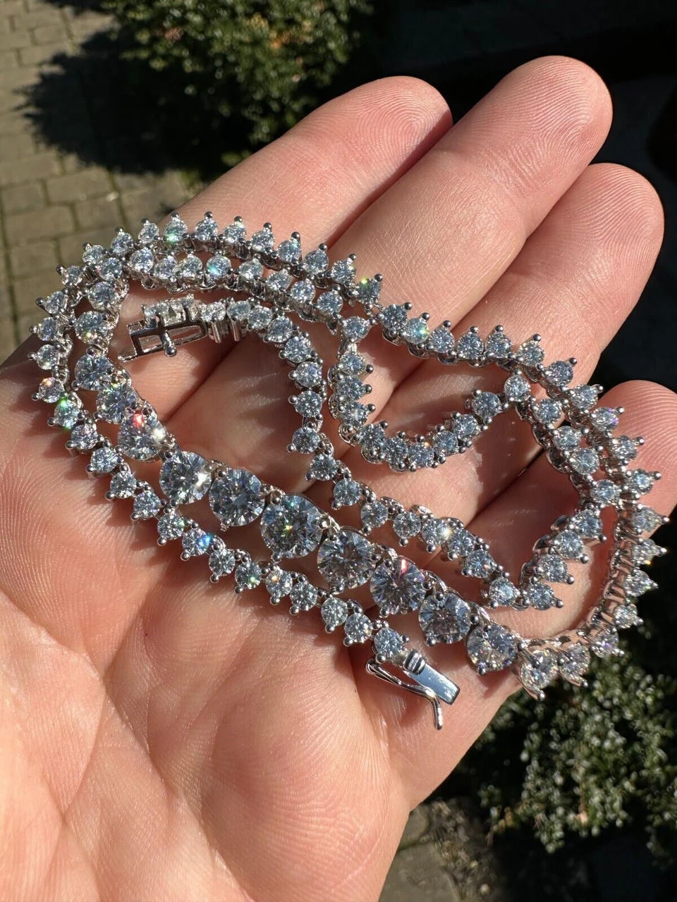 Real Iced MOISSANITE Riviera 3-7mm Graduated Tennis Chain Necklace - VVS D Color 21 Real Iced MOISSANITE Riviera 3-7mm Graduated Tennis Chain Necklace - VVS D Color - Image 19