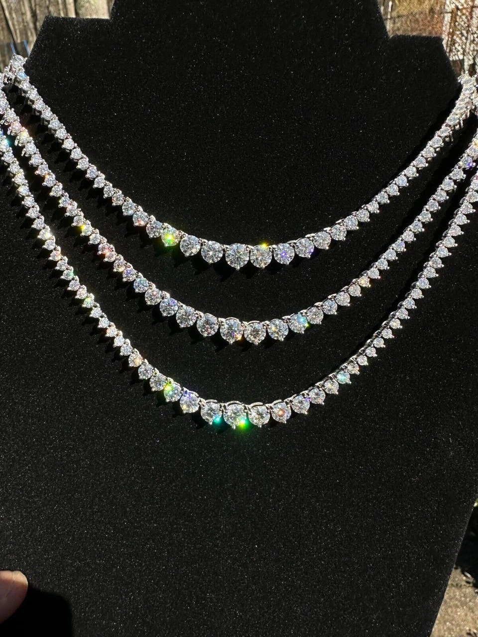 Real Iced MOISSANITE Riviera 3-7mm Graduated Tennis Chain Necklace - VVS D Color 14 Real Iced MOISSANITE Riviera 3-7mm Graduated Tennis Chain Necklace - VVS D Color - Image 12