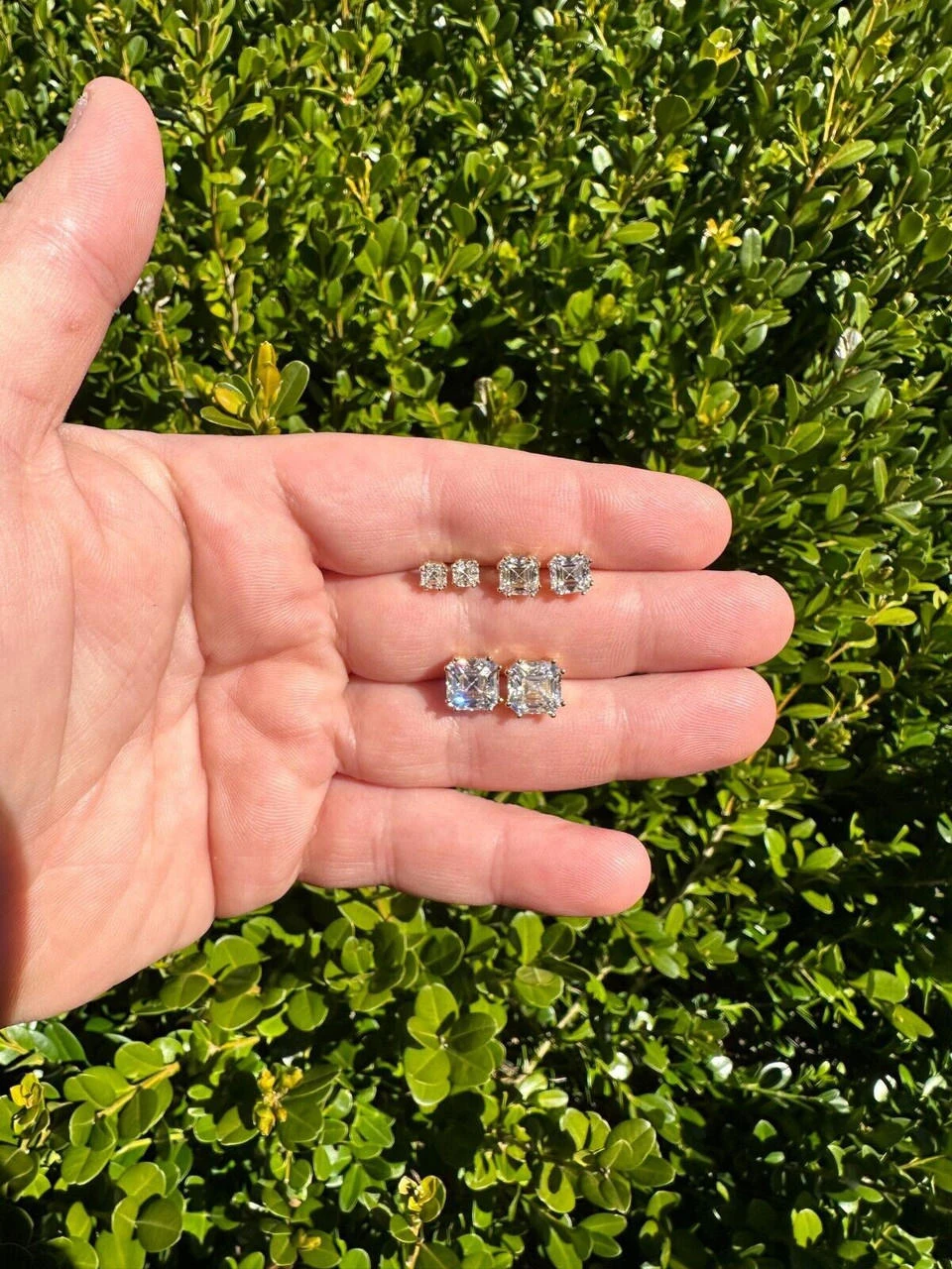 Real Iced Moissanite Stud Earrings Asscher Cut 14k Gold Over 925 Silver 4mm-8mm 15 Real Iced Moissanite Stud Earrings Asscher Cut 14k Gold Over 925 Silver 4mm-8mm - Image 13